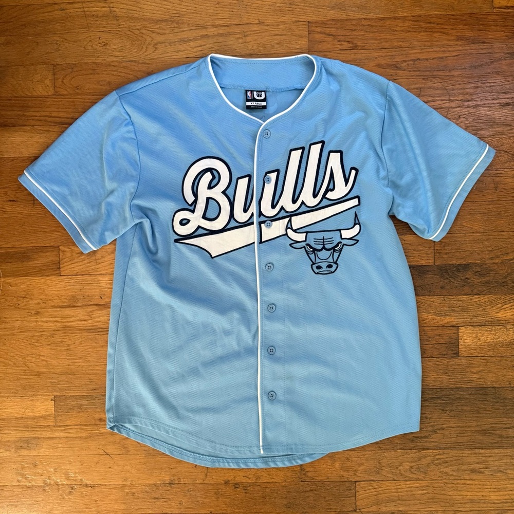 Chicago Bulls Carolina Blue Baseball Jersey